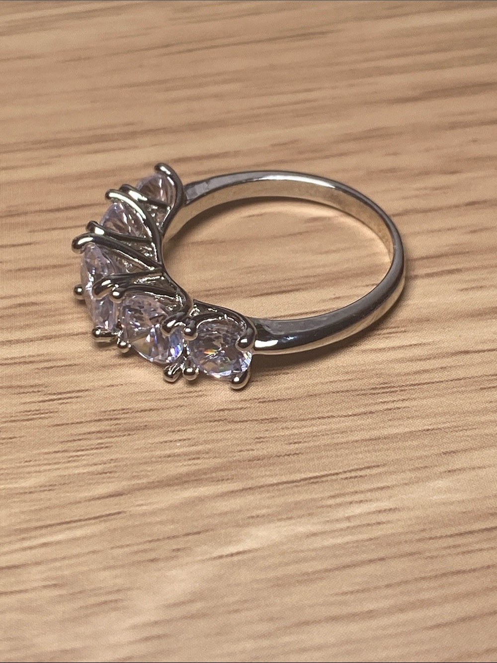 Sterling Silver Cubic Zirconia 5-Stone Ring - White - Picture 5 of 6